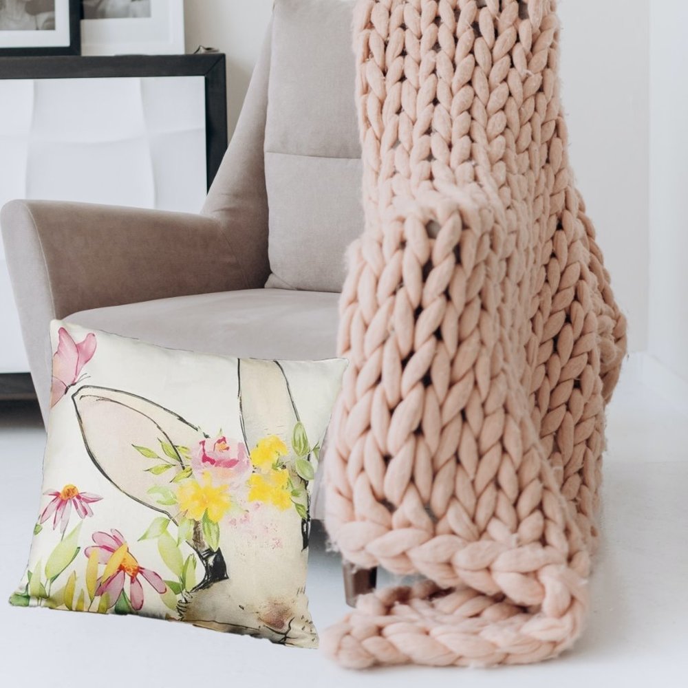 Easter Throw Pillow Covers Bunny Decorative Accent Cases Spring Cottage Decor - Picture 4 of 9